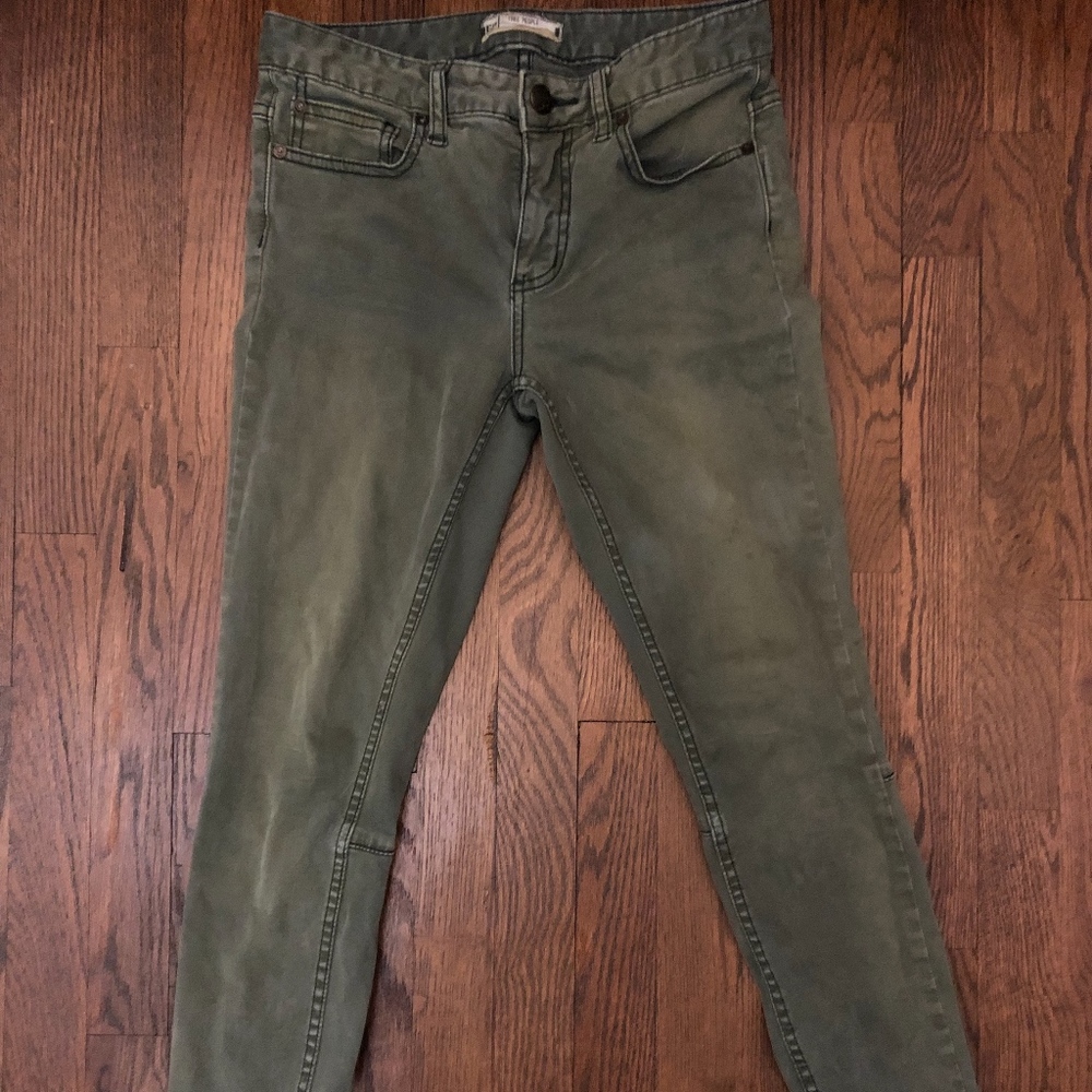 Free People Olive Green Skinny Army Pants